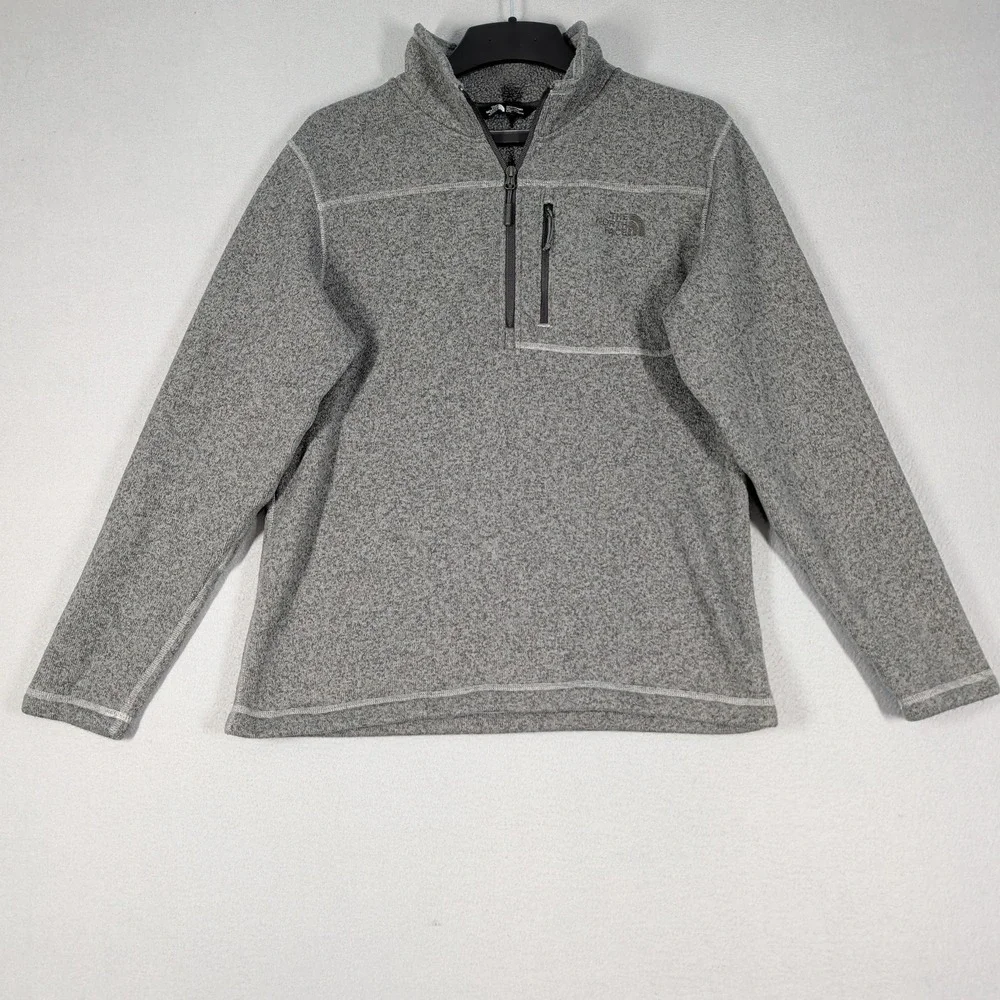 The North Face Pullover Mens L Gray Gordon Lyons 1/4 Zip Fleece Sweater Outdoor